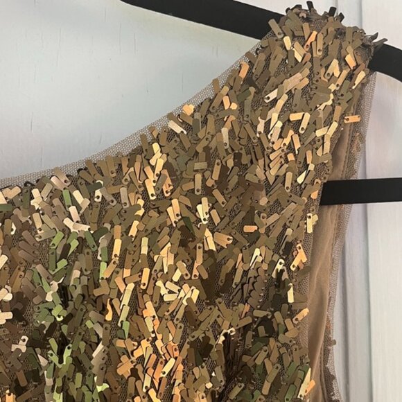 BCBGMaxAzria Gold Sequin Midi Dress - Picture 2 of 6